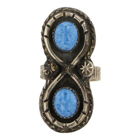 Navajo Lapis Two Stone Ring
