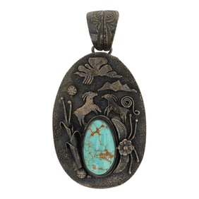 Lorenzo Juan Navajo Nevada Turquoise Pendant