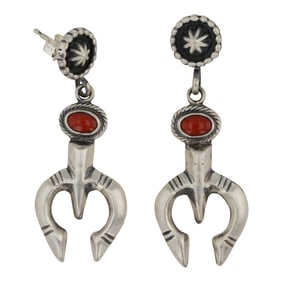 RB Navajo Mediterranean Coral Naja Earrings