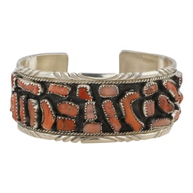 Navajo Freeform Coral Cuff Bracelet