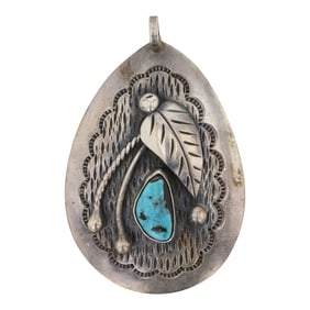 Vintage Navajo Blue Gem Turquoise Pendant