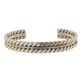 Vintage Navajo Plain Silver Twist Wire Cuff Bracelet