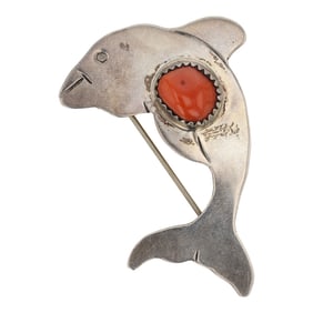 Navajo Mediterranean Coral Dolphin Pin