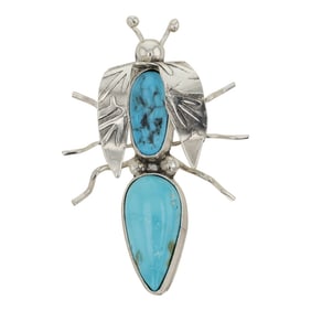 Navajo Kingman Turquoise Insect Pin