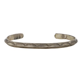 Vintage Navajo Triangle Wire Stamp-Work Bracelet