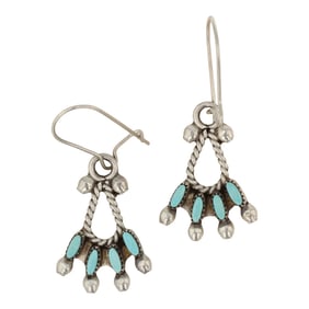 Vintage Zuni Turquoise Needlepoint Earrings