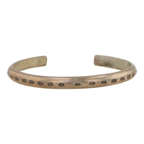 Vintage Navajo Plain Silver Stamp-Work Bracelet