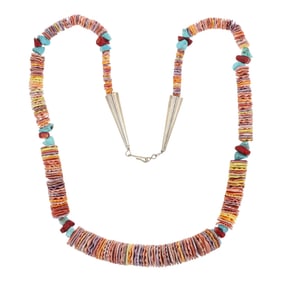 Navajo Spiny Oyster Turquoise & Croal Necklace