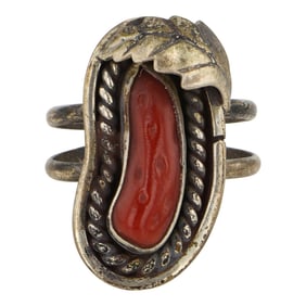 Vintage Navajo Mediterranean Coral Ring