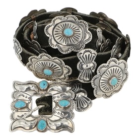 Navajo Kingman Turquoise Concho Belt