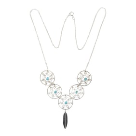 Navajo Kingman Turquoise Dream Catcher Necklace