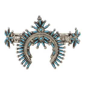 Zuni Sleeping Beauty Turquoise Needlepoint Naja Bracelet