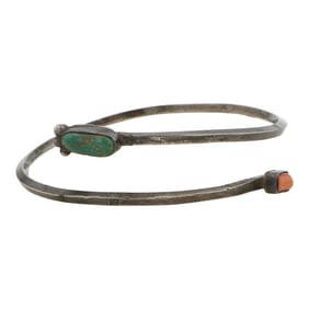 Vintage Navajo Turquoise & Coral Bracelet