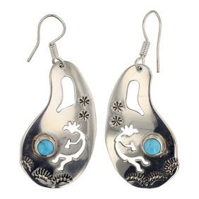 Jeff James Jr. Navajo Kingman Turquoise Earrings