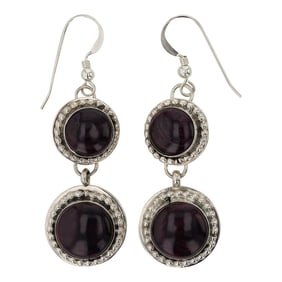 Chris Charley Navajo Purple Spiny Oyster Earrings
