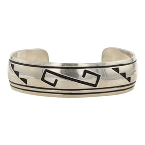 Della & Francis James Navajo Plain Silver Cuff Bracelet