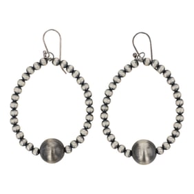 Navajo Oxidized Beads Hoop Earrings