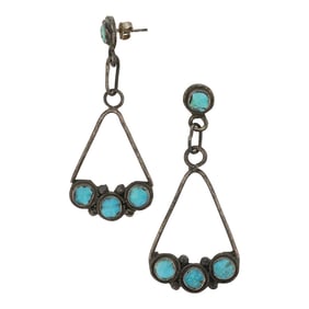 Vintage Navajo Kingman Turquoise Earrings