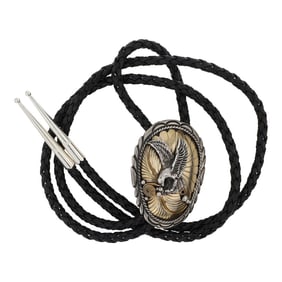 Vintage Navajo Sterling Silver & Gold Filled Eagle Bolo Tie