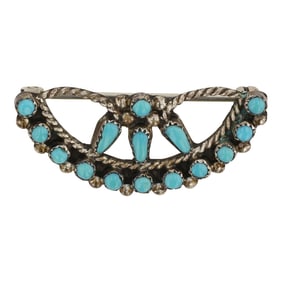 Vintage Zuni Kingman Turquoise Pin