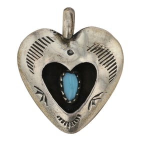 Navajo Kingman Turquoise Heart Pendant