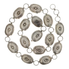 Marcella James Navajo Stamp-Work Link Concho Belt