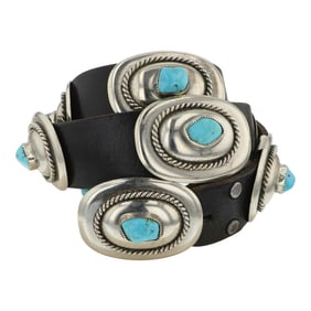Arturo Rivera Vintage 1970's Southwest Santa Fe Artist Kingman Turquoise Concho Belt