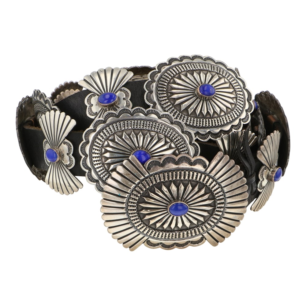 Herbert Begaye Navajo Lapis Stamp-Work Concho Belt