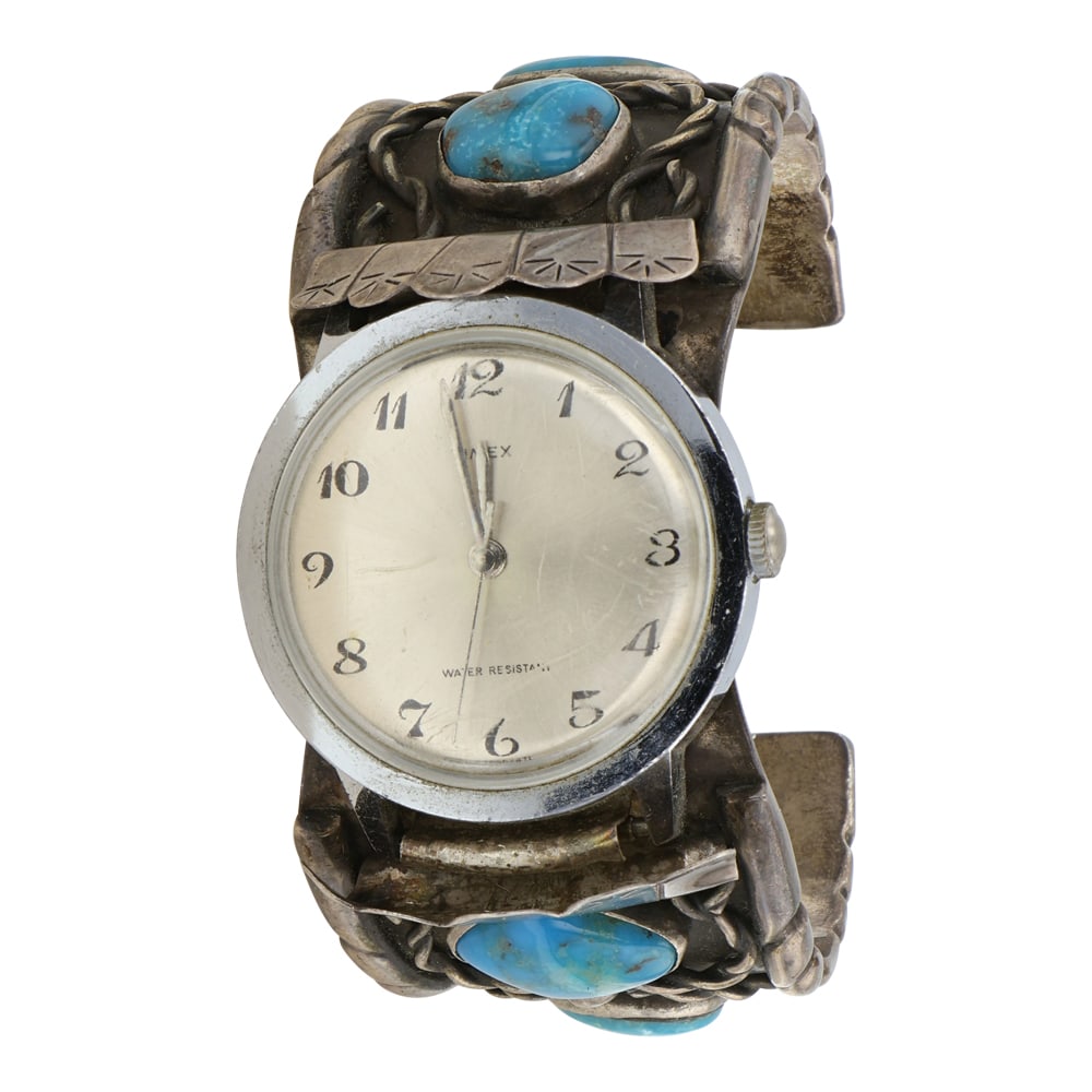Vintage Navajo Nevada Turquoise Watch Bracelet: Sterling Silver | Genuine Nevada Turquoise | Vintage Navajo Nevada Turquoise Watch Bracelet | Navajo Native American Southwest Indian Jewelry | Good (no breaks or damages) | Approximate Weight: 99 Gra