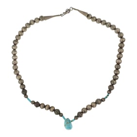 Vintage Navajo Nevada Turquoise & Bench Beads Necklace