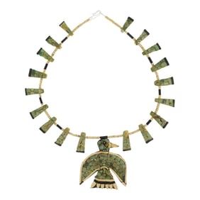 Vintage Santo Domingo Depression Era Thunderbird Necklace (1920s-1930s) Re-strung on Modern Sterling