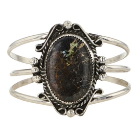 Gilbert Nez Navajo Black Jack Turquoise Bracelet