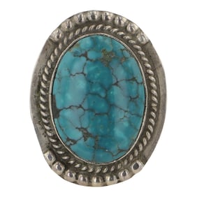 Vintage Navajo Spiderweb Turquoise Ring