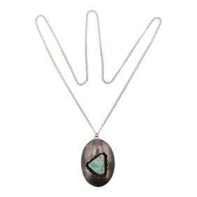 Vintage Navajo Nevada Turquoise Shadowbox Necklace