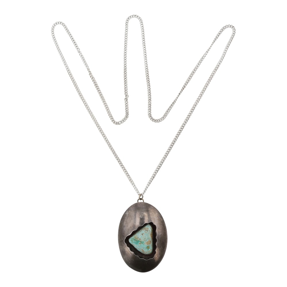Vintage Navajo Nevada Turquoise Shadowbox Necklace (1 of 4)