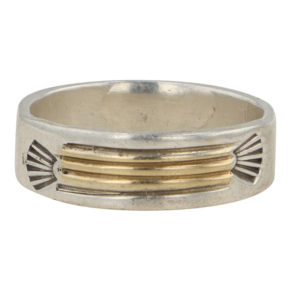 Victor Hicks Navajo 14K Gold & Sterling Silver Ring: Sterling Silver & 14K Gold | | Victor Hicks Navajo 14K Gold & Sterling Silver Ring | Navajo Native American Southwest Indian Jewelry | Good (no breaks or damages) | Approximate Weight: 5 Grams | Ring: