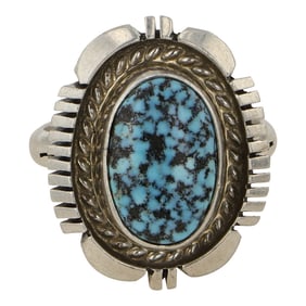 Norbert Johnson Navajo Spiderweb Kingman Turquoise Ring