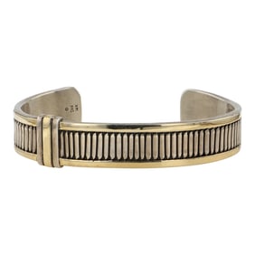 Herbert Begaye Renowned Navajo Artist 14K Gold & Sterling Silver Cuff Bracelet