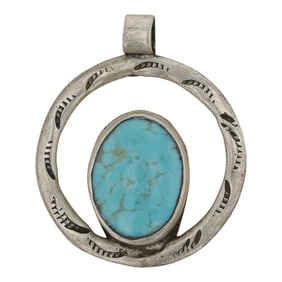 Vintage Navajo Kingman Turquoise Pendant