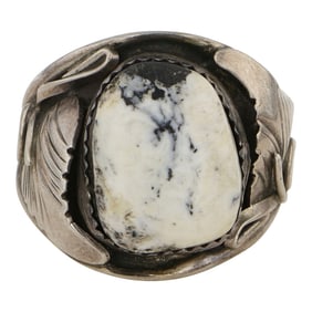 Silver Ray Southwest Shop Navajo White Buffalo Ring
