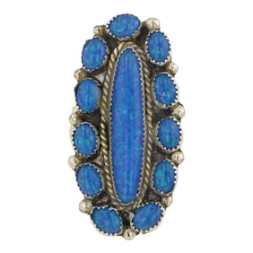 Navajo Synthetic Opal Cluster Adjustable Ring