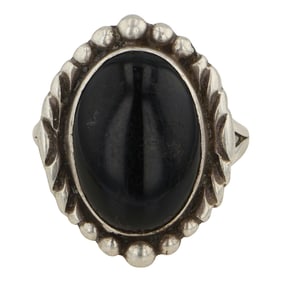 Vintage Navajo Black Onyx Ring