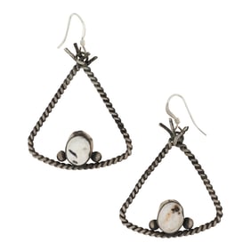 Navajo White Buffalo Teepee Earrings
