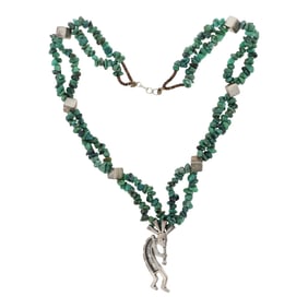 Navajo Turquoise & Shell Kokopelli Necklace