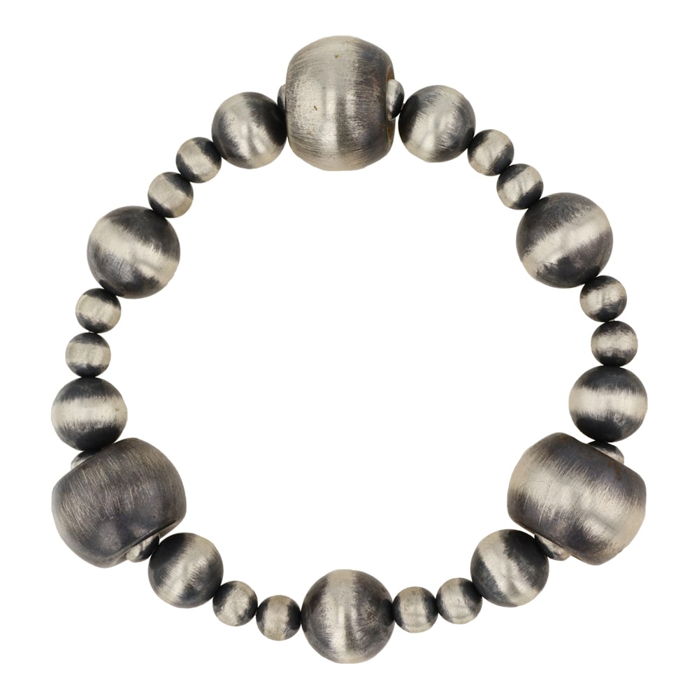Navajo Oxidized Beads Mixed Sizes Stretch Bracelet (1 of 2)