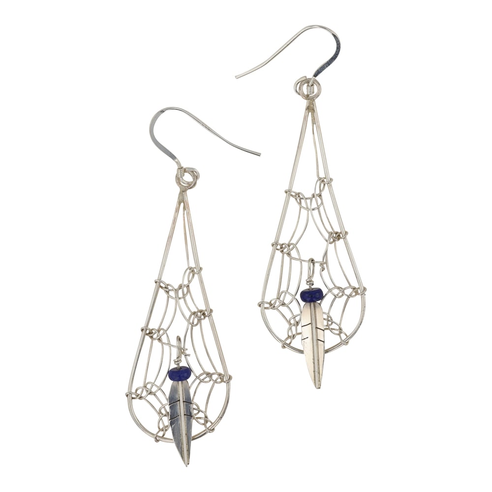 Navajo Lapis Dream Catcher Earrings (1 of 2)