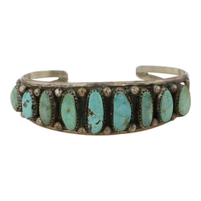 Vintage Navajo Nevada Turquoise Graduated Bracelet
