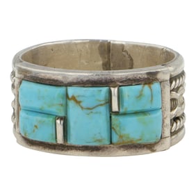 Victor Thompson Navajo Kingman Turquoise Inlay Ring