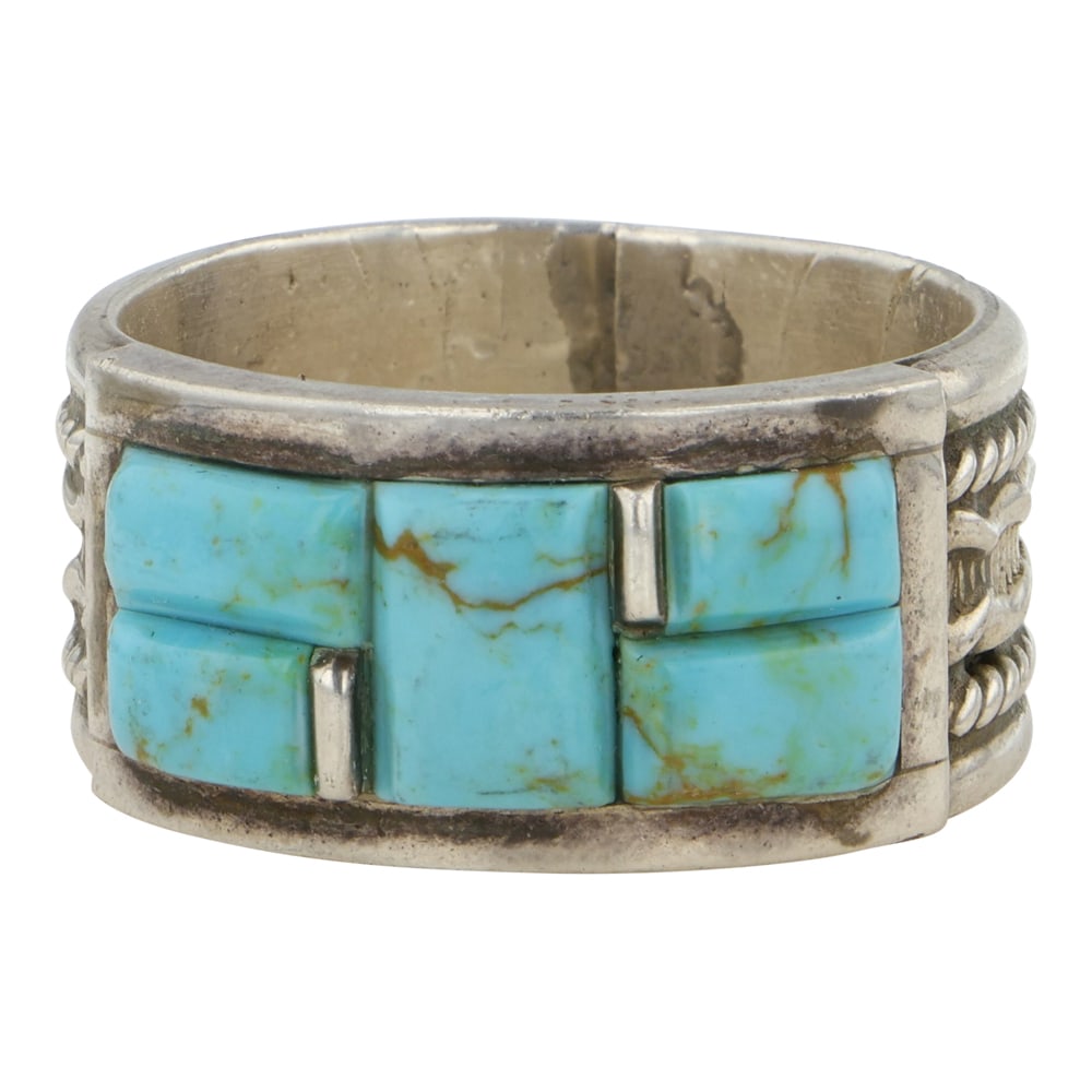 Victor Thompson Navajo Kingman Turquoise Inlay Ring (1 of 3)