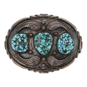 Navajo Vintage Spiderweb Turquoise Belt Buckle